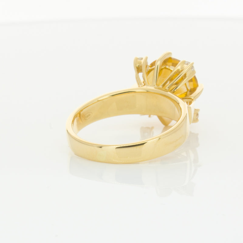 18ct Yellow Gold Citrine & Diamond Ring-Ring-Walker & Hall