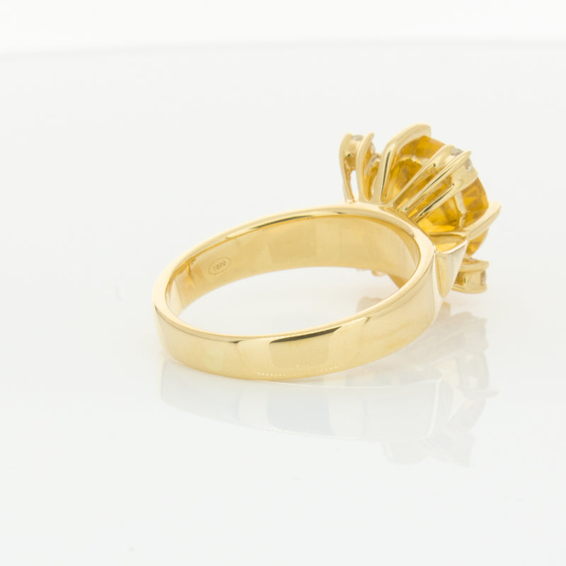 18ct Yellow Gold Citrine & Diamond Ring-Ring-Walker & Hall