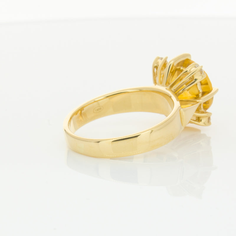 18ct Yellow Gold Citrine & Diamond Ring-Ring-Walker & Hall