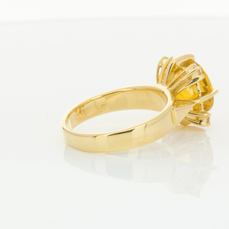 18ct Yellow Gold Citrine & Diamond Ring-Ring-Walker & Hall