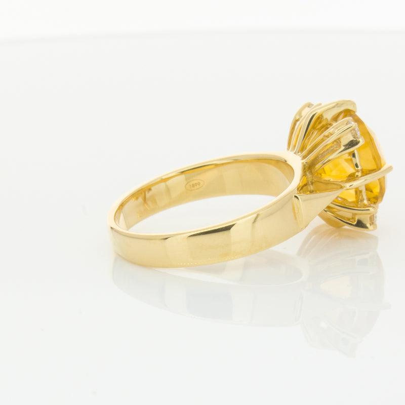 18ct Yellow Gold Citrine & Diamond Ring-Ring-Walker & Hall