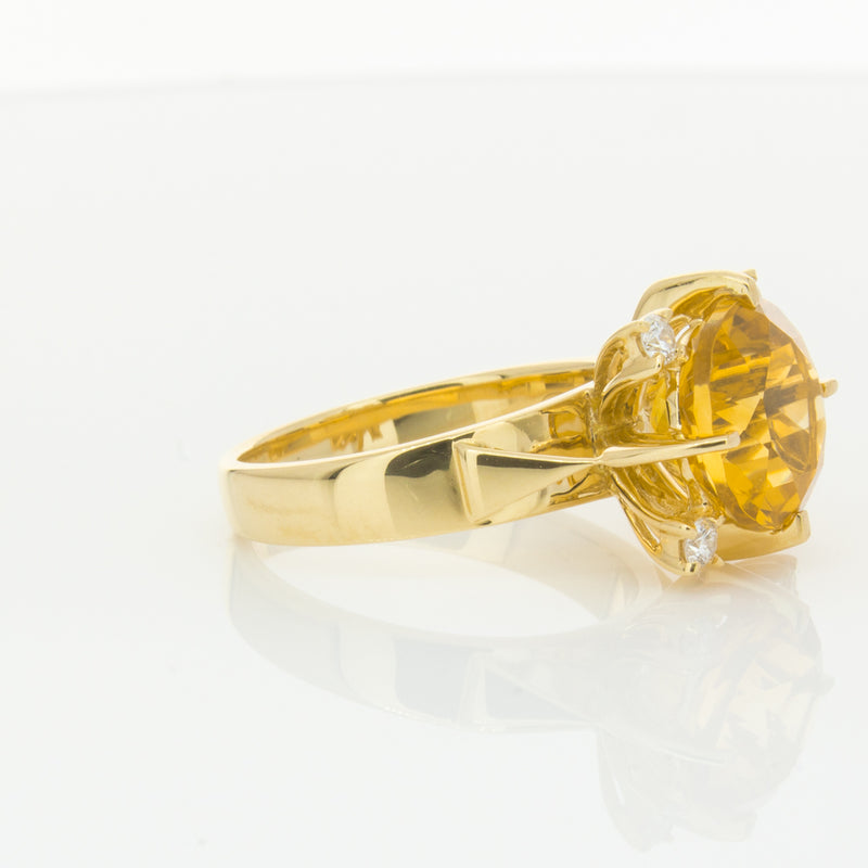 18ct Yellow Gold Citrine & Diamond Ring-Ring-Walker & Hall