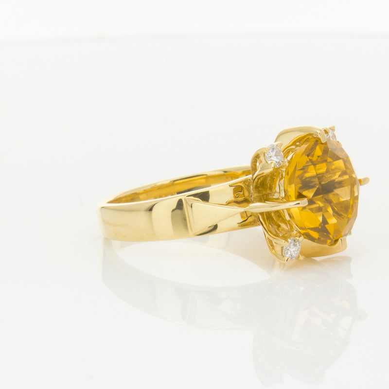 18ct Yellow Gold Citrine & Diamond Ring-Ring-Walker & Hall
