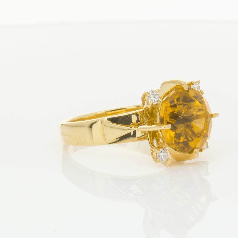 18ct Yellow Gold Citrine & Diamond Ring-Ring-Walker & Hall