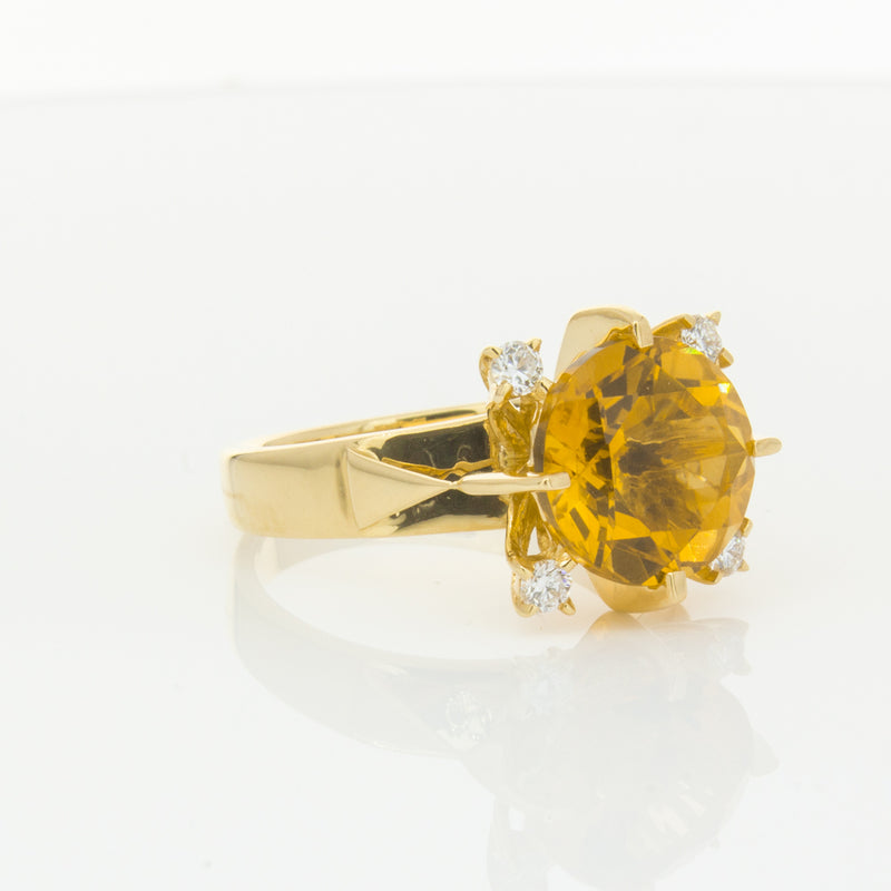 18ct Yellow Gold Citrine & Diamond Ring-Ring-Walker & Hall