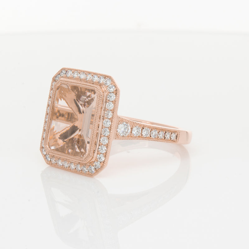 18ct Rose Gold 3.76ct Morganite & Diamond Ring-Walker & Hall