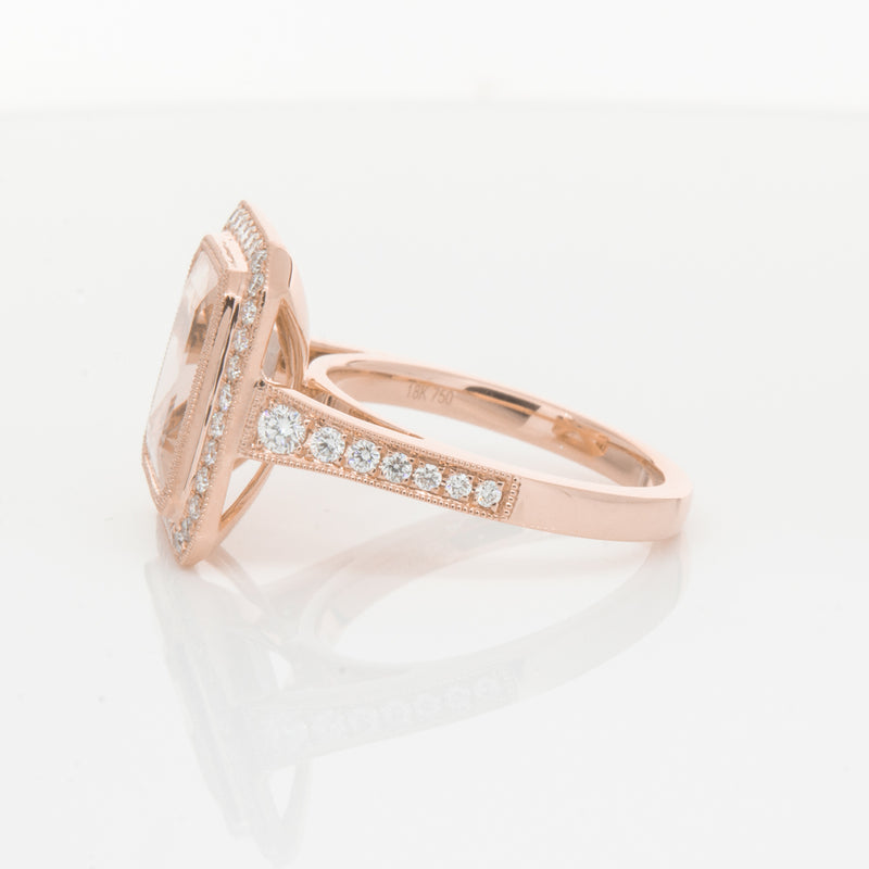 18ct Rose Gold 3.76ct Morganite & Diamond Ring-Walker & Hall