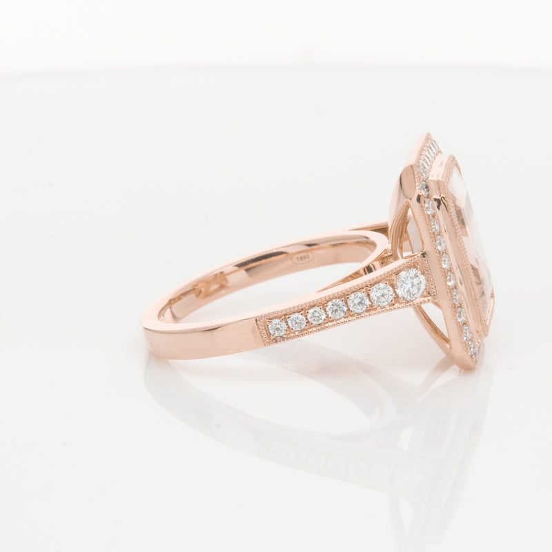 18ct Rose Gold 3.76ct Morganite & Diamond Ring-Walker & Hall