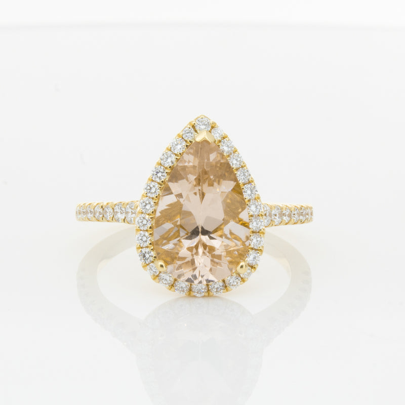 18ct Yellow Gold Morganite & Diamond Sierra Ring-Ring-Walker & Hall