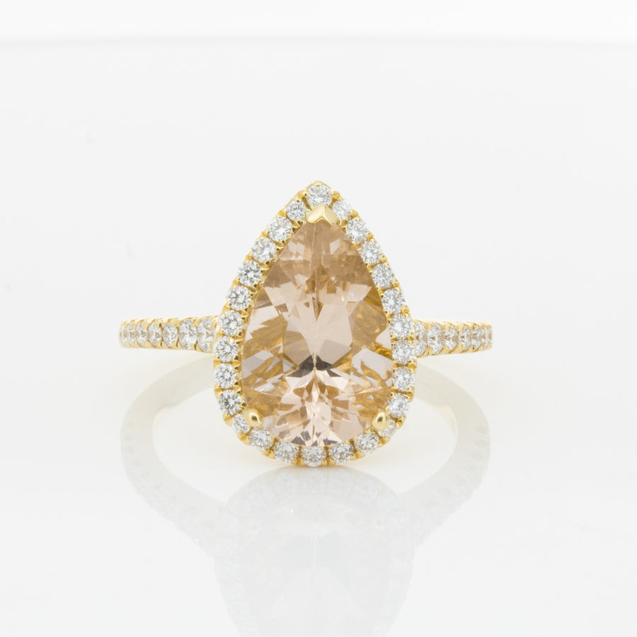 18ct Yellow Gold Morganite & Diamond Sierra Ring-Ring-Walker & Hall