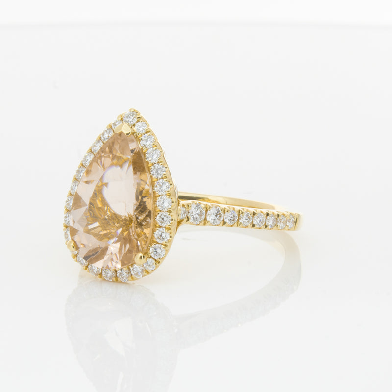 18ct Yellow Gold Morganite & Diamond Sierra Ring-Ring-Walker & Hall