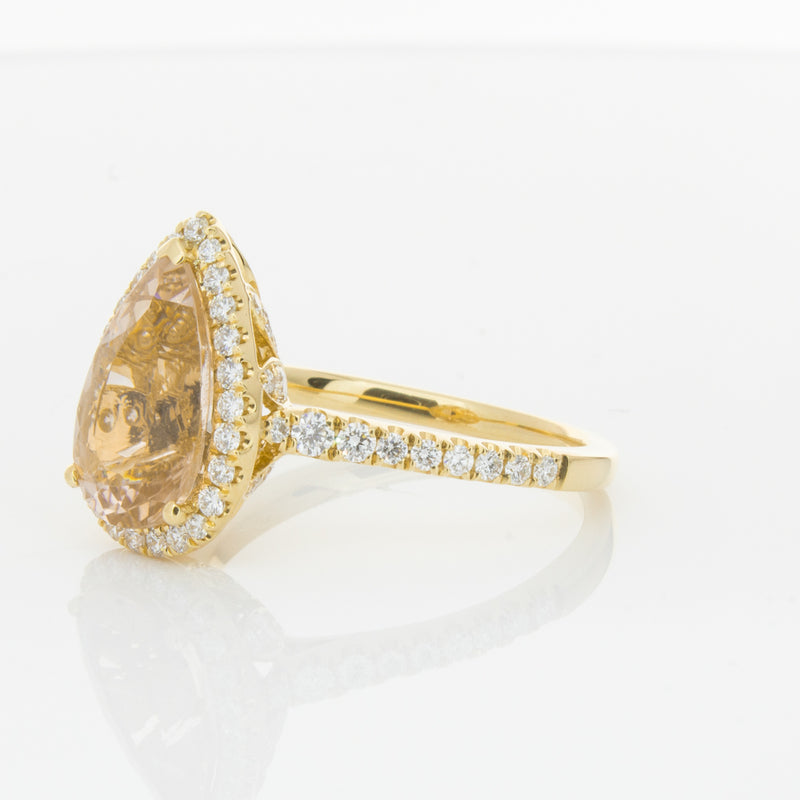 18ct Yellow Gold Morganite & Diamond Sierra Ring-Ring-Walker & Hall