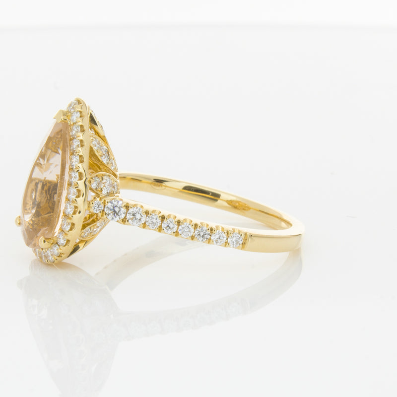 18ct Yellow Gold Morganite & Diamond Sierra Ring-Ring-Walker & Hall