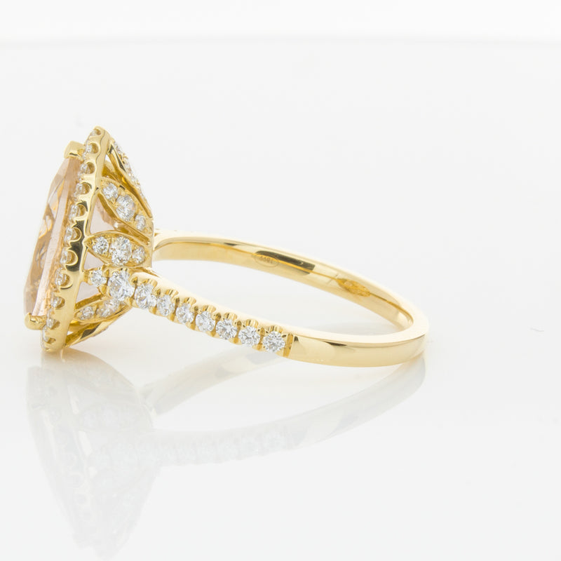 18ct Yellow Gold Morganite & Diamond Sierra Ring-Ring-Walker & Hall