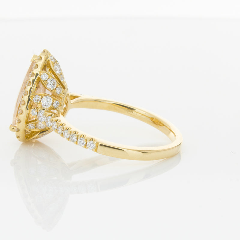 18ct Yellow Gold Morganite & Diamond Sierra Ring-Ring-Walker & Hall