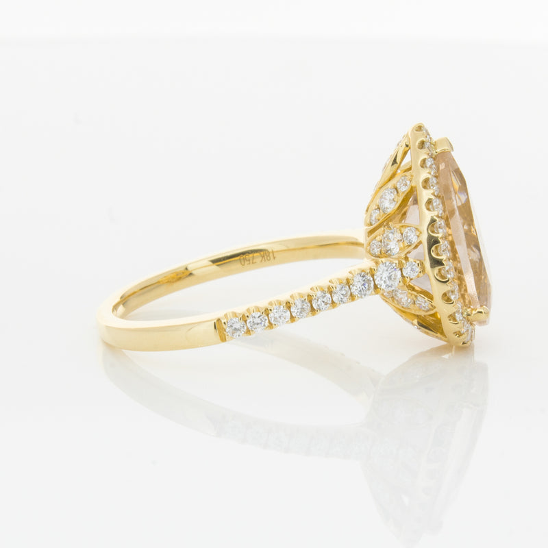 18ct Yellow Gold Morganite & Diamond Sierra Ring-Ring-Walker & Hall