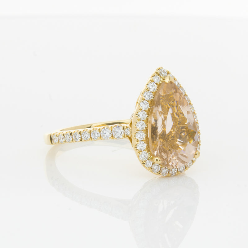 18ct Yellow Gold Morganite & Diamond Sierra Ring-Ring-Walker & Hall