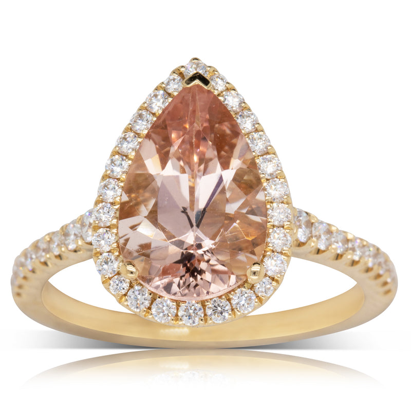 18ct Yellow Gold Morganite & Diamond Sierra Ring-Ring-Walker & Hall