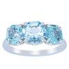 18ct White Gold Three Stone Aquamarine Octavia Ring-Ring-Walker & Hall