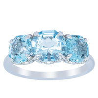 18ct White Gold Three Stone Aquamarine Octavia Ring-Ring-Walker & Hall