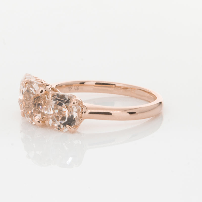 18ct Rose Gold Three Stone Morganite Octavia Ring-Ring-Walker & Hall