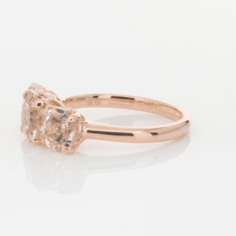 18ct Rose Gold Three Stone Morganite Octavia Ring-Ring-Walker & Hall