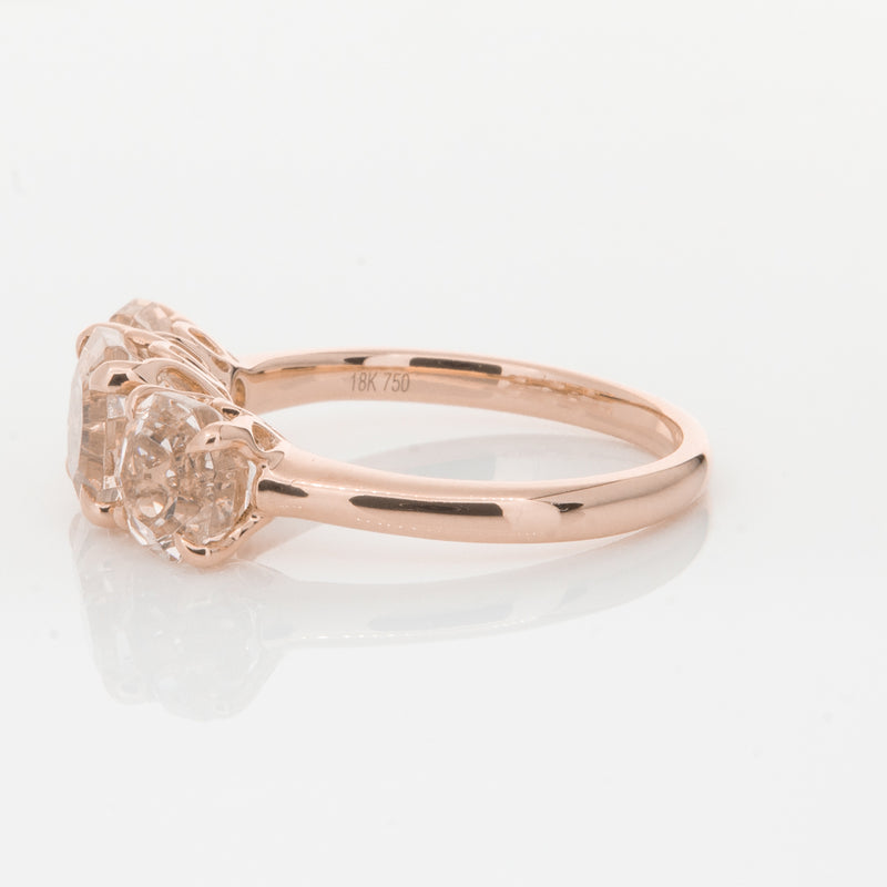 18ct Rose Gold Three Stone Morganite Octavia Ring-Ring-Walker & Hall