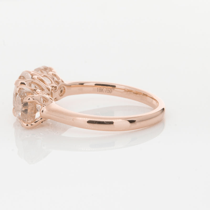 18ct Rose Gold Three Stone Morganite Octavia Ring-Ring-Walker & Hall