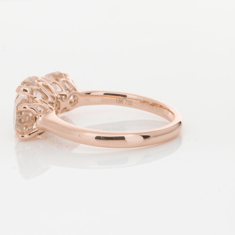18ct Rose Gold Three Stone Morganite Octavia Ring-Ring-Walker & Hall