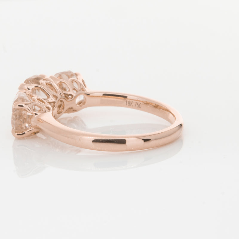 18ct Rose Gold Three Stone Morganite Octavia Ring-Ring-Walker & Hall