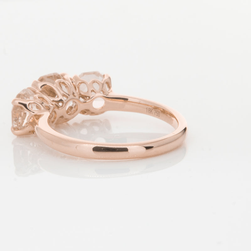 18ct Rose Gold Three Stone Morganite Octavia Ring-Ring-Walker & Hall
