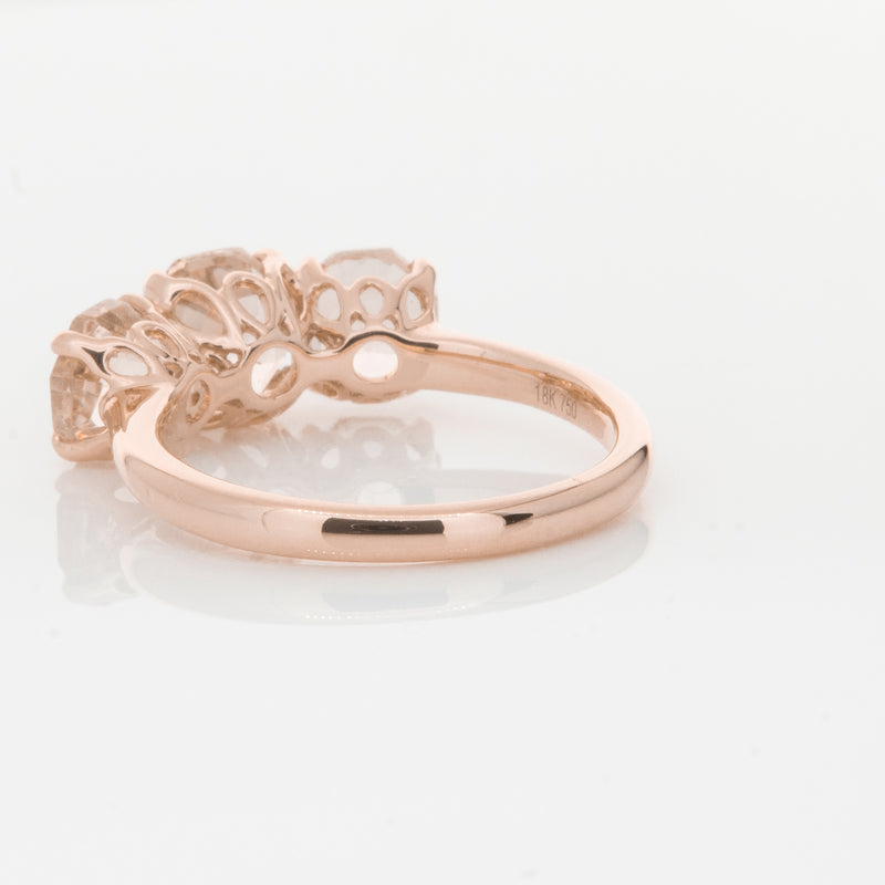 18ct Rose Gold Three Stone Morganite Octavia Ring-Ring-Walker & Hall