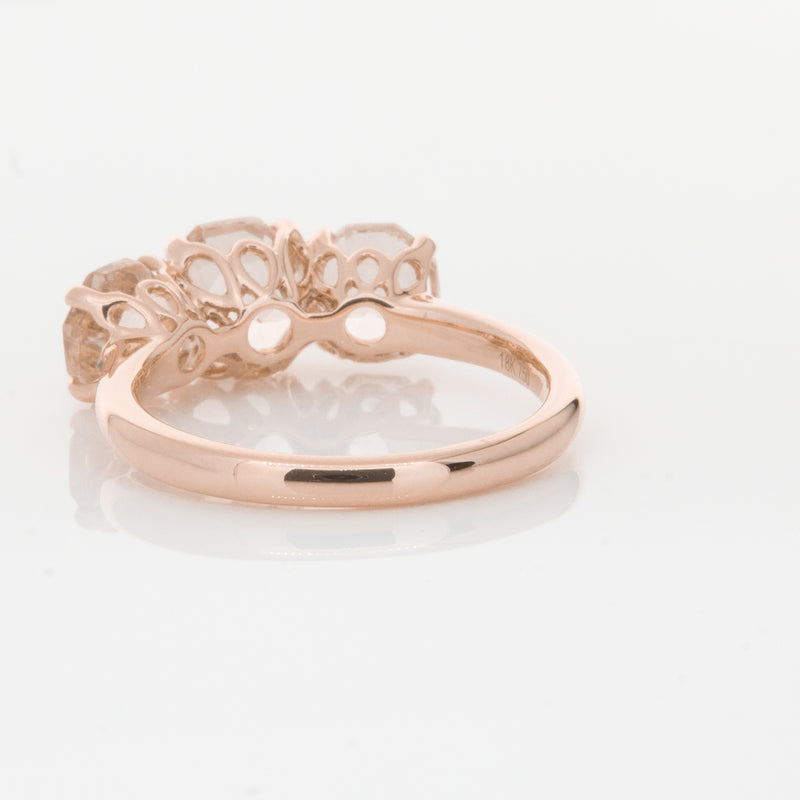 18ct Rose Gold Three Stone Morganite Octavia Ring-Ring-Walker & Hall