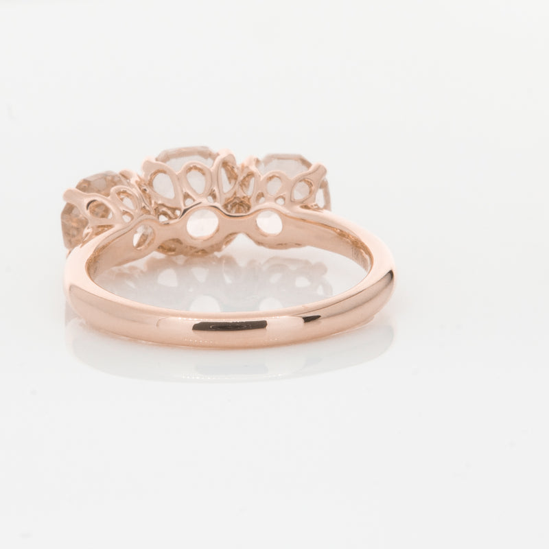 18ct Rose Gold Three Stone Morganite Octavia Ring-Ring-Walker & Hall