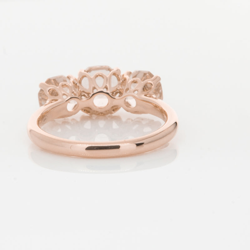 18ct Rose Gold Three Stone Morganite Octavia Ring-Ring-Walker & Hall