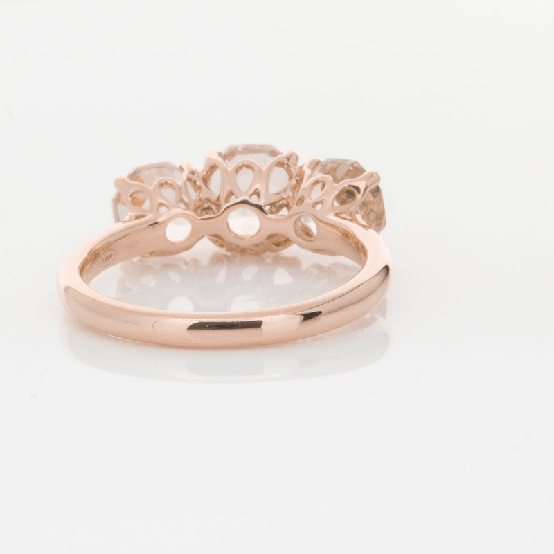 18ct Rose Gold Three Stone Morganite Octavia Ring-Ring-Walker & Hall