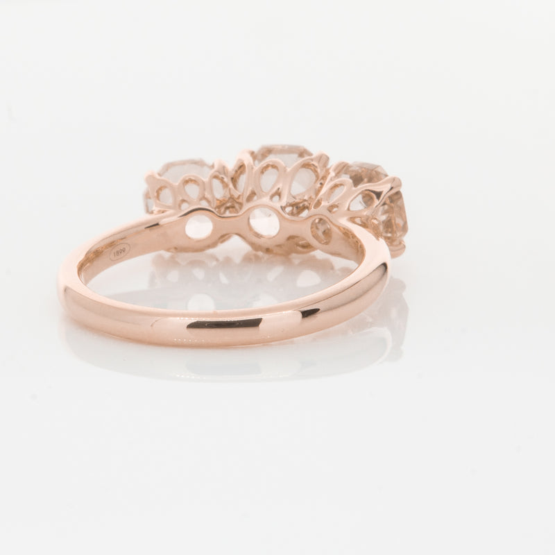 18ct Rose Gold Three Stone Morganite Octavia Ring-Ring-Walker & Hall