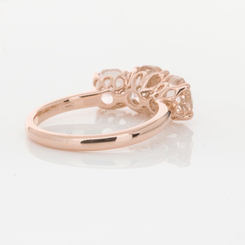 18ct Rose Gold Three Stone Morganite Octavia Ring-Ring-Walker & Hall