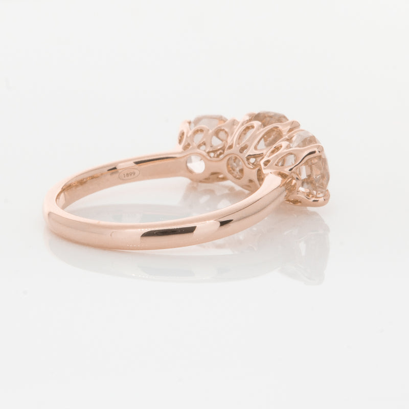 18ct Rose Gold Three Stone Morganite Octavia Ring-Ring-Walker & Hall