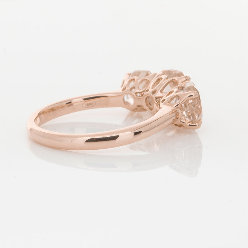 18ct Rose Gold Three Stone Morganite Octavia Ring-Ring-Walker & Hall