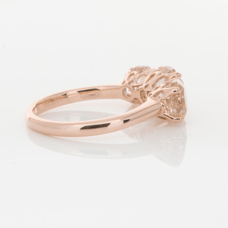 18ct Rose Gold Three Stone Morganite Octavia Ring-Ring-Walker & Hall