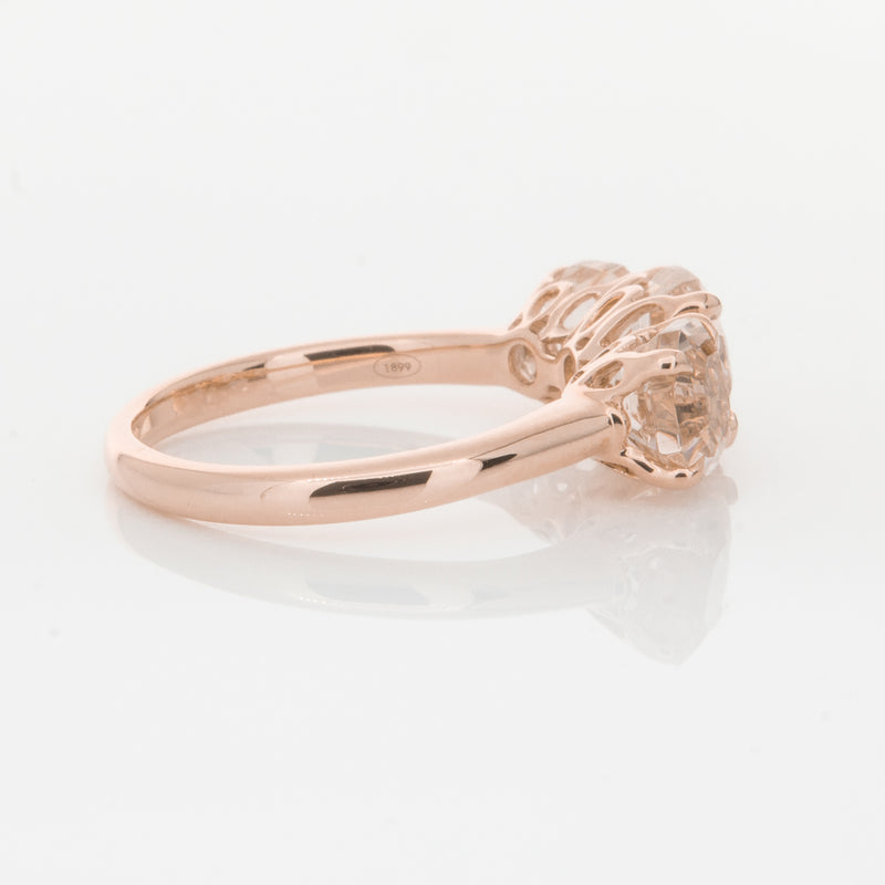 18ct Rose Gold Three Stone Morganite Octavia Ring-Ring-Walker & Hall