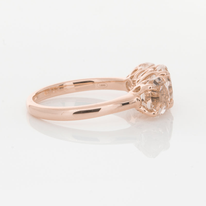 18ct Rose Gold Three Stone Morganite Octavia Ring-Ring-Walker & Hall