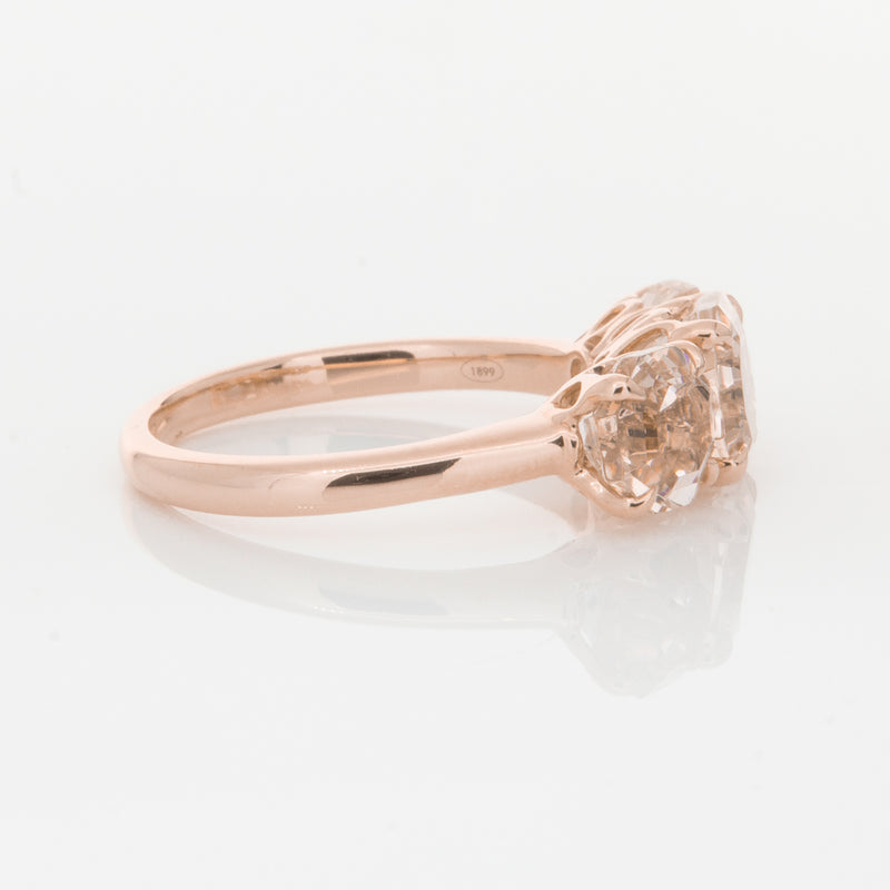 18ct Rose Gold Three Stone Morganite Octavia Ring-Ring-Walker & Hall