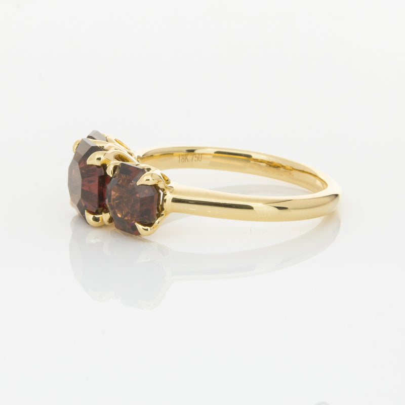 18ct Yellow Gold Three Stone Garnet Octavia Ring-Ring-Walker & Hall