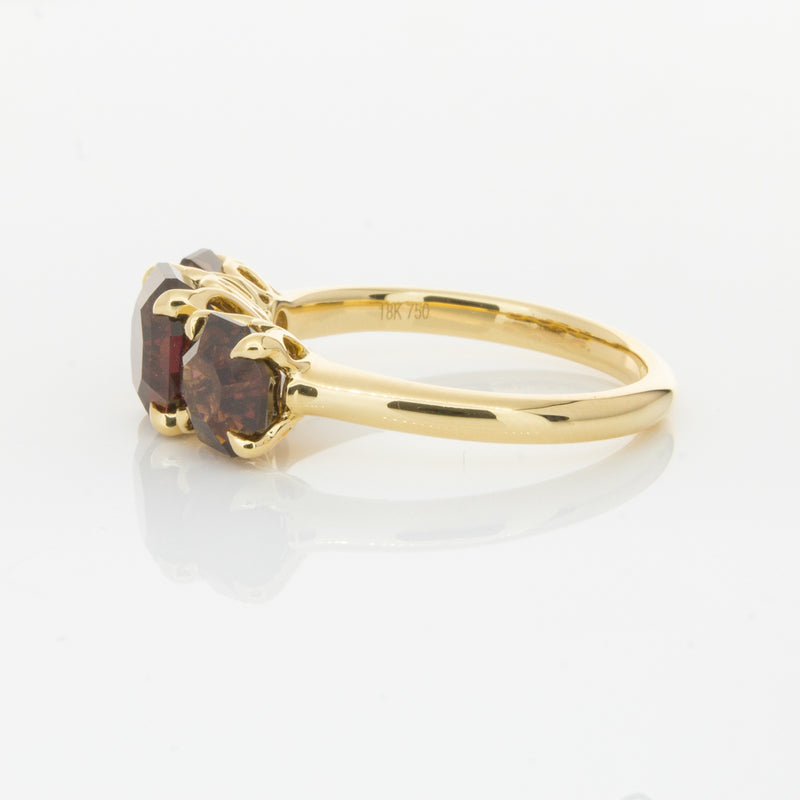 18ct Yellow Gold Three Stone Garnet Octavia Ring-Ring-Walker & Hall
