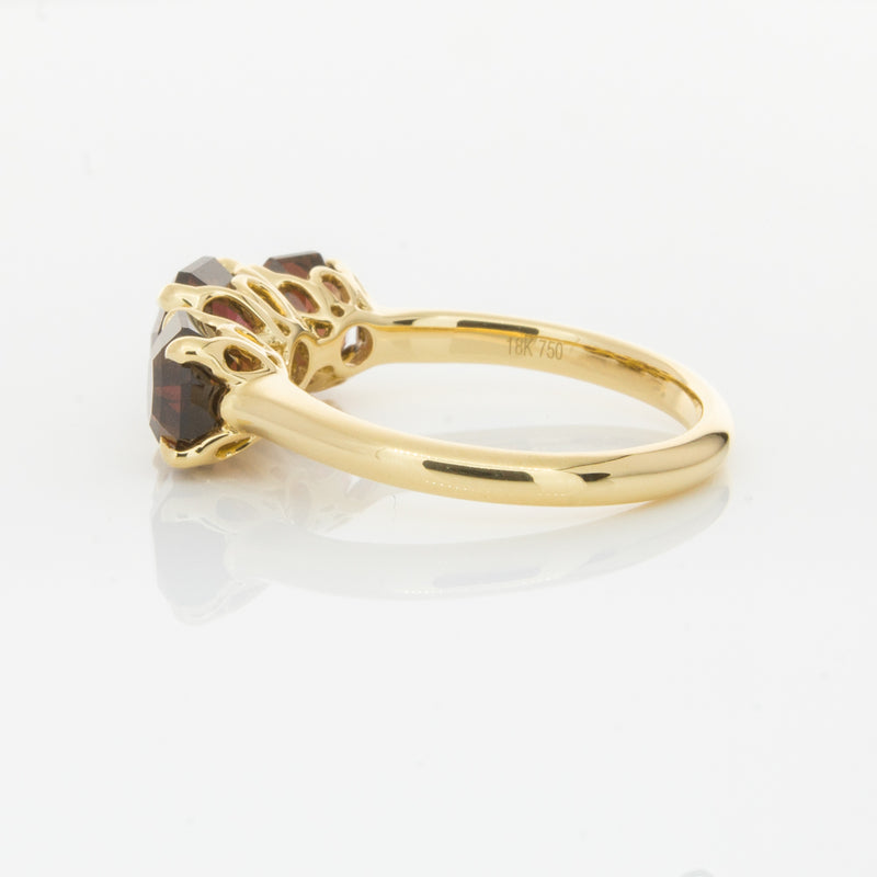 18ct Yellow Gold Three Stone Garnet Octavia Ring-Ring-Walker & Hall