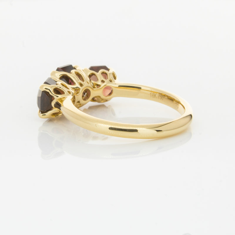 18ct Yellow Gold Three Stone Garnet Octavia Ring-Ring-Walker & Hall