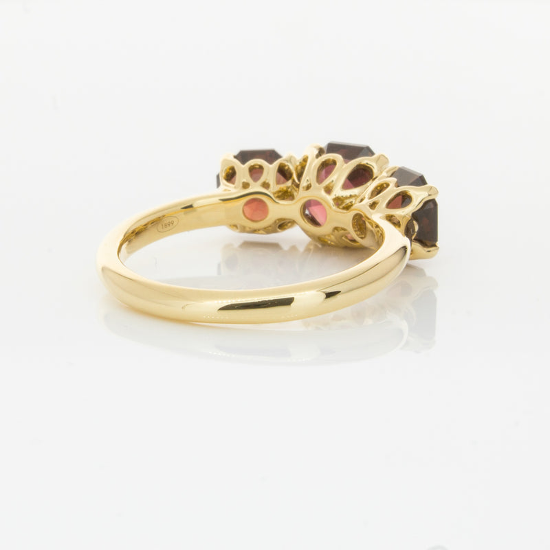18ct Yellow Gold Three Stone Garnet Octavia Ring-Ring-Walker & Hall