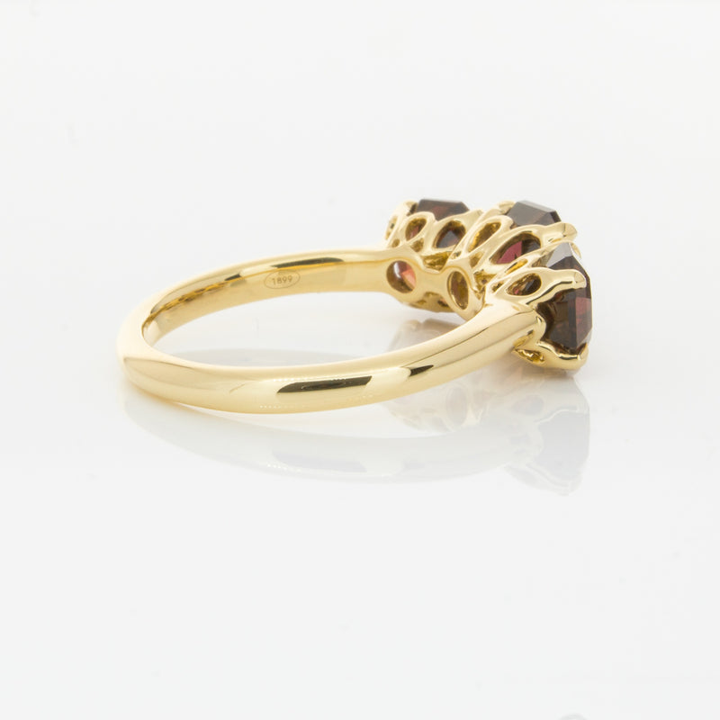 18ct Yellow Gold Three Stone Garnet Octavia Ring-Ring-Walker & Hall